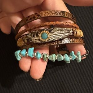 Turquoise and Brown Leather Bracelet